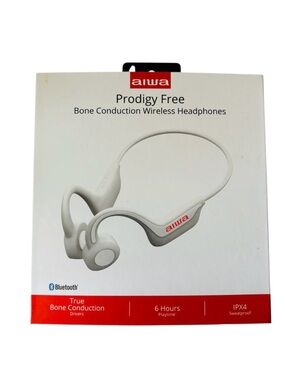 NWT AIWA Prodigy Free White Bone Conduction Wireless Headphones